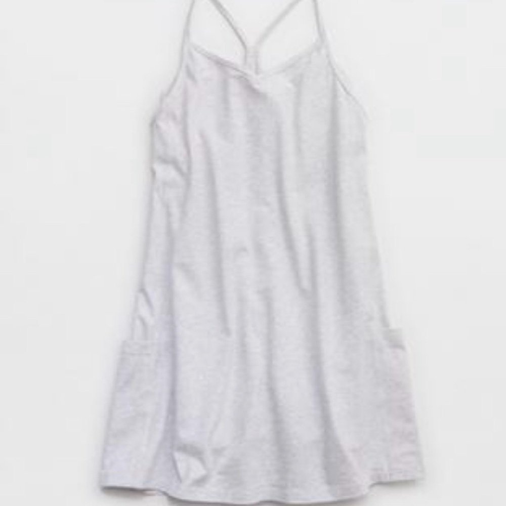 NWOT OFFLINE By Aerie OG Cotton Racerback Mini Dress Gray Medium